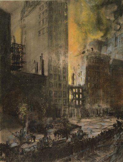 ニューヨーク、24番街の火災 作： Everett Shinn