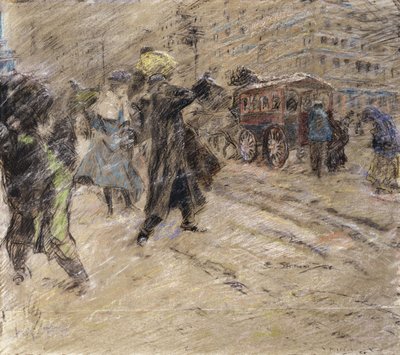 暴風雪、マディソン・スクエア、ニューヨーク 作： Everett Shinn