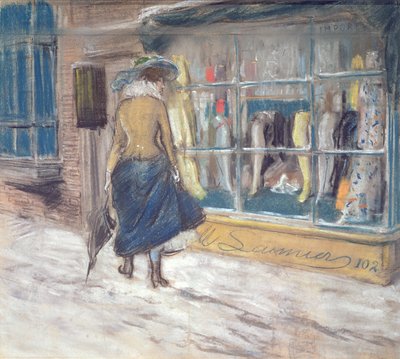 ウィンドウショッピング（紙にパステル） 作： Everett Shinn