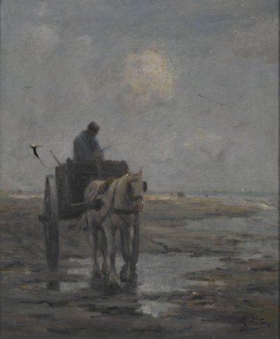 馬とカート（キャンバスに油彩） 作： Evert Pieters