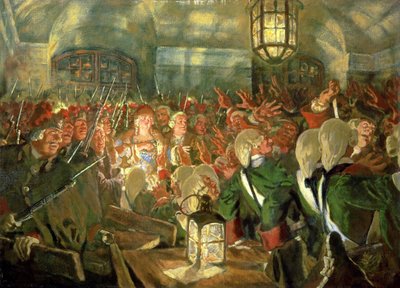 1741 年のクーデターの際、衛兵を連れたエリザベス大公爵夫人 作： Evgeni Evgenievitch Lanceray