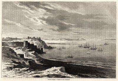 M.F.Schicklerのモロッコ旅行記のためにEvremond de Berard（1824-1881）が描いたタンジール（モロッコ）の風景。パリの "Le tour du monde, nouveau journal des voyages "に掲載された版画。 作： Evremond de (after) Berard