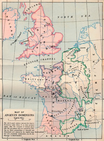 「Angevin Dominions の地図」、1902 年 作： FS Weller