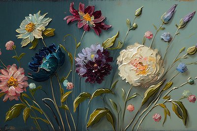 抽象的なアンティークの花のアートワーク、寝室の壁の芸術の装飾、壁の芸術の版画 作： F. Abderrahim