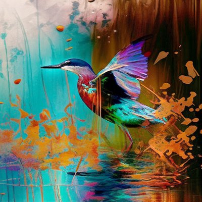 抽象的な鳥 キャンバス 販売、クロード ・ モネ絵画インスピレーション 作： F. Abderrahim