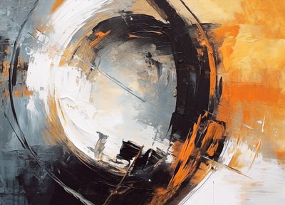 暖色系の抽象的なサークル、ベッドルーム＆ホールの装飾壁飾り 作： F. Abderrahim