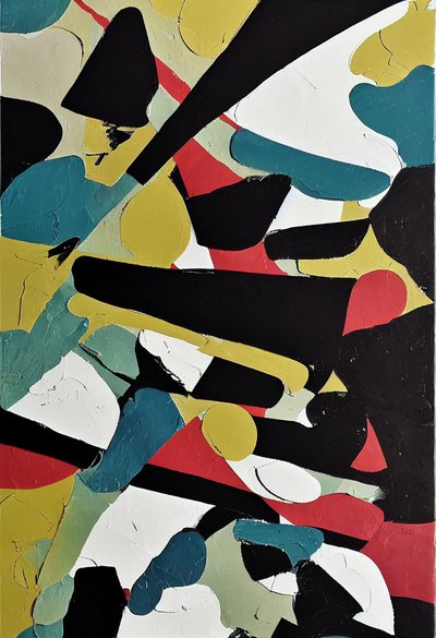 抽象的で表情豊かな筆致、モダンな絵画、オンライン・キャンバス・アート・プリント 作： F. Abderrahim