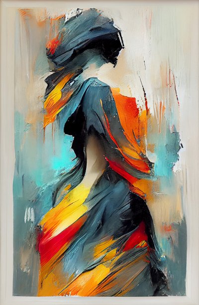 抽象印象派の油絵, キャンバスプリント 作： F. Abderrahim