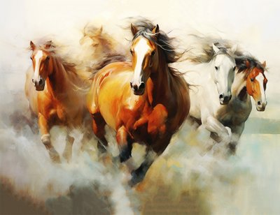 美しい馬の抽象画, 印象派, 壁掛けアート プリント 作： F. Abderrahim