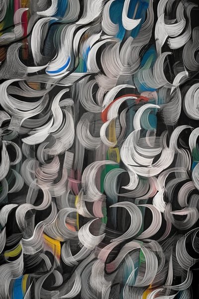 キャンバスに描かれた抽象的なパターンの背景画、垂直の壁の装飾のアイデア 作： F. Abderrahim