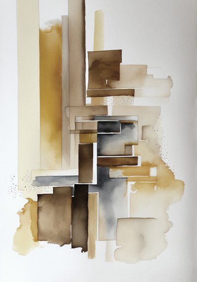 抽象的な水彩画、スタイリッシュな壁の装飾に最適、キャンバスプリント 作： F. Abderrahim