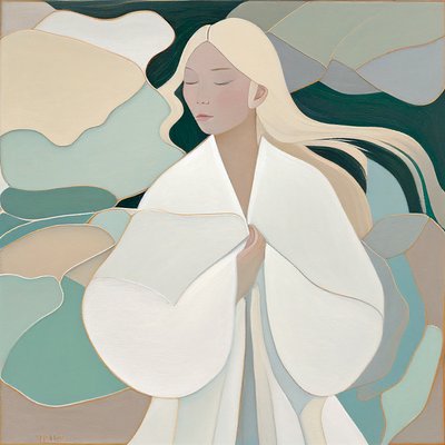 美しいブロンドの女性の肖像画 キャンバス、壁掛けプリント オンデマンド 作： F. Abderrahim