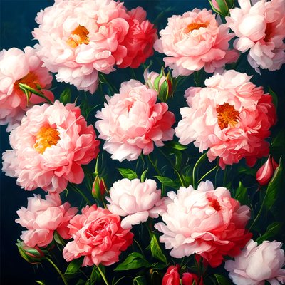 キャンバスに描かれた美しいバラの絵、正方形の壁掛けアートプリント、鮮やかな色彩 作： F. Abderrahim