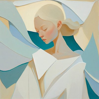 金髪の女性の肖像画、有名な絵画からインスパイアされた、ウォールアート・プリント 作： F. Abderrahim