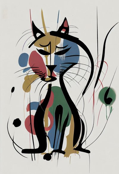 輪郭を描く猫、ペットの肖像画、壁の芸術はキャンバスに印刷する 販売 作： F. Abderrahim