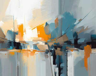 現代油絵コンポジション テクスチャー アブストラクション 壁掛け アート プリント 作： F. Abderrahim