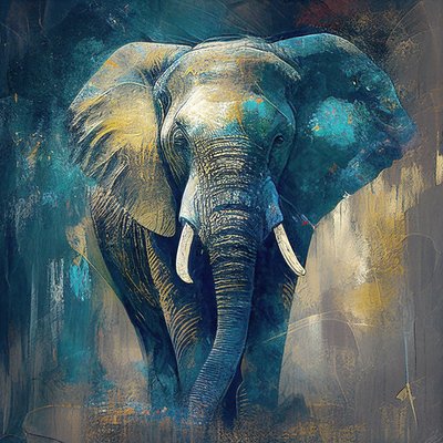 象の顔の肖像画、キャンバスの芸術の版画、動物の壁掛けの装飾 作： F. Abderrahim
