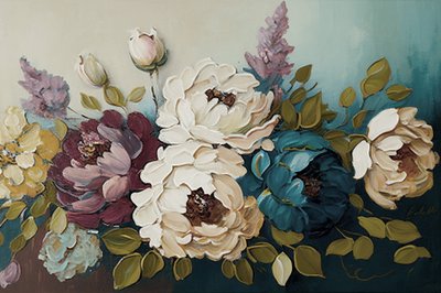 牡丹の花束、横長キャンバスプリント 作： F. Abderrahim
