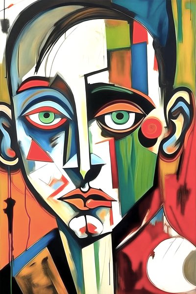 キャンバスに描かれた悲しい肖像画、ウォールアート｜キャンバスプリント 作： F. Abderrahim
