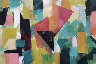 ミニマリスト幾何学抽象油絵、オンラインキャンバスアートプリント 作： F. Abderrahim