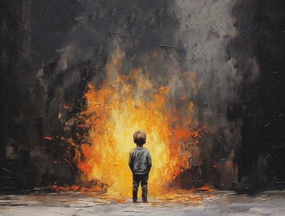 ミニマリズムの絵画、インパストブラシ、無邪気な肖像画、ウォールアートプリント 作： F. Abderrahim