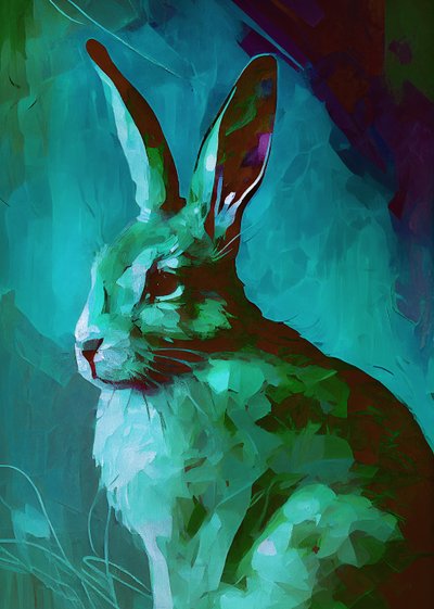 ウサギの絵と明るい背景ファン-ゴッホは、インスピレーション、販売のためのキャンバス 作： F. Abderrahim