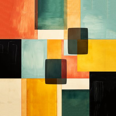 抽象的な正方形の構図 絵画 パターン デザイン, 壁掛けアート｜キャンバス プリント 作： F. Abderrahim
