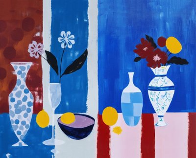 テーブルの上の花瓶の花、キッチンの壁のアート装飾 作： F. Abderrahim