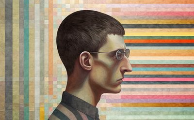 ジョルジョ・デ・キリコにインスパイアされたインテリ男、シュルレアリスムの肖像画 作： F. Abderrahim