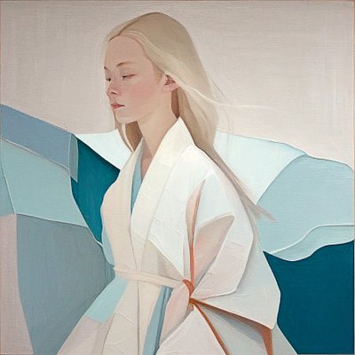 美しいブロンドの女性の肖像画, 抽象画, 壁掛けアートプリント 作： F. Abderrahim
