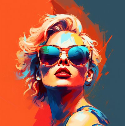 女性の顔、歌手サングラスファッション、リビングルームの壁の装飾 作： F. Abderrahim