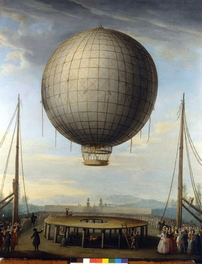 1784 年 2 月 25 日、ミラノでのパオロ アンドレアニの登頂。 F. Battaglini による絵画。 作： F. Battaglini
