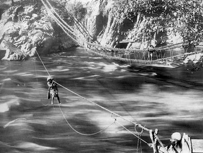 ロープブリッジ、Jhelumバレー、カシミール、インド、c1900。 作： F. Bremner