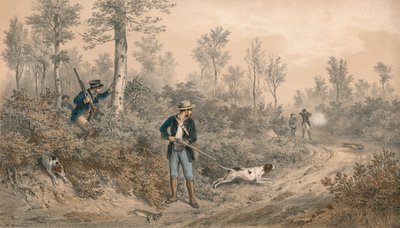 「Chasses a Tir, Battue en Forêt」、19 世紀半ば。 作： F Grenier