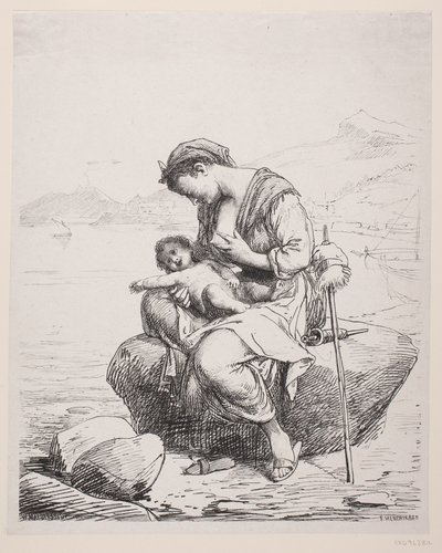 若い母親 作： F. Hendriksen