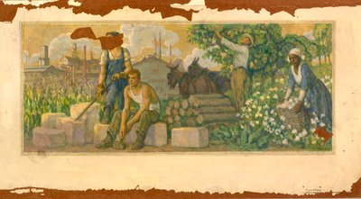 豊富な今日の壁画研究、クラークスビル、テネシー州郵便局、カリフォルニア州。 1937～1938年。 作： F. Luis Mora