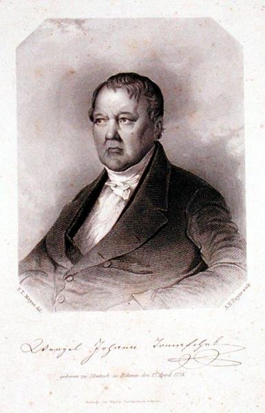 アルバート・ヘンリー・ペイン（1812-1902）が彫ったヴェンツェル・ヨハン・トマシェック（1774-1850）の肖像画 作： F. T. (after) Mayer