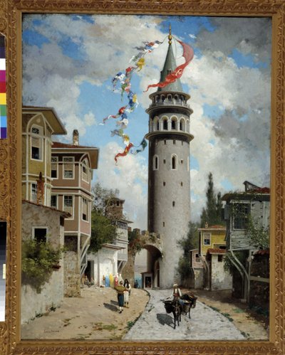 コンスタンティノープルのガラタ塔の眺め。 ファビウス ブレスト (1823-1900) の絵画。 必須の言及: コレクション財団は、マルセイユのプロヴァンスを尊重します 作： Fabius Brest