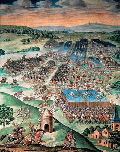 スペインとフランスの間のサンカンタンの戦い (1557) 作： Fabrizio Castello