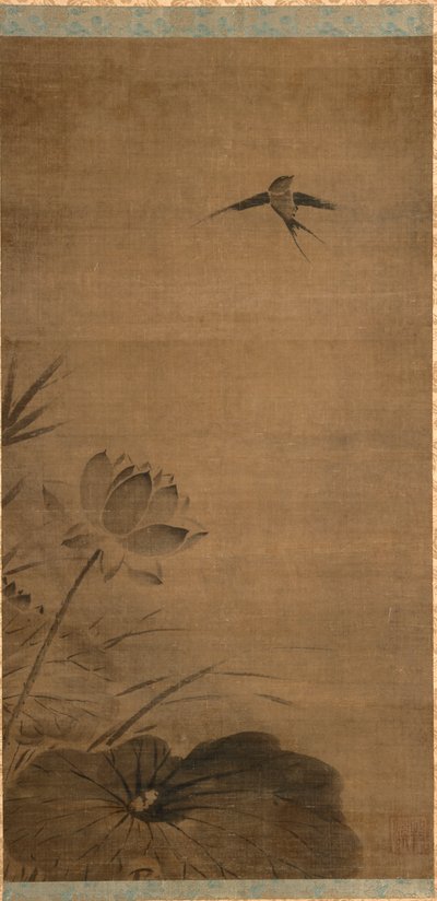 ツバメとロータス、1200 年代半ば。 作： Fachang Muqi