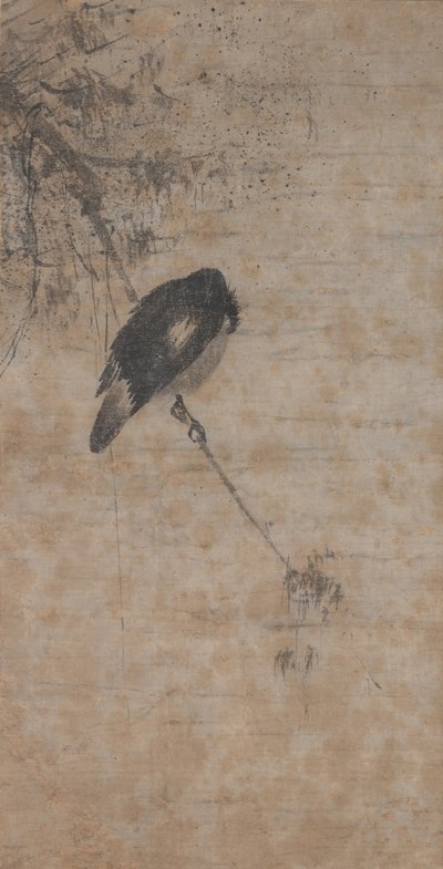 柳とカササギ、1200 年代半ば。 作： Fachang Muqi