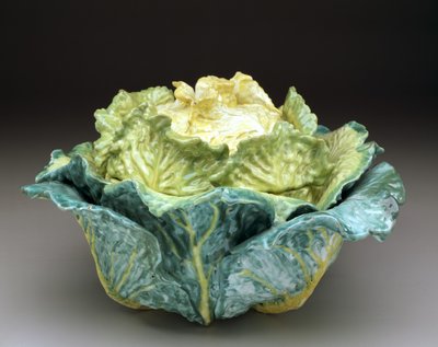 "キャベツ」トゥリーンとカバー、1755年頃（錫釉陶器 作： Factory Sceaux