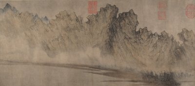 曇りの山、ca。 1360-70。 作： Fang Congyi