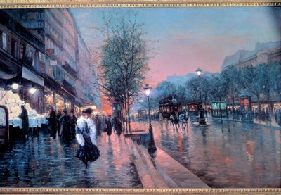 パリのグラン・ブルヴァールの眺め Fausto Giustoによる絵画（20世紀）。1900年 個人蔵 作： Fausto Giusto