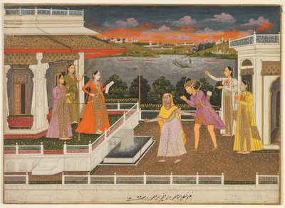1755年、目隠しをされた求婚者が王女の前に連れてこられる. 作： Fayzullah