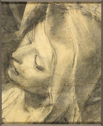 うっとりする聖母の頭部沈殿のための習作（レコット） 柱の基部（裏面） 作： Federico Barocci