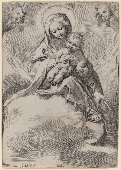 雲の中のマドンナ。 作： Federico Barocci