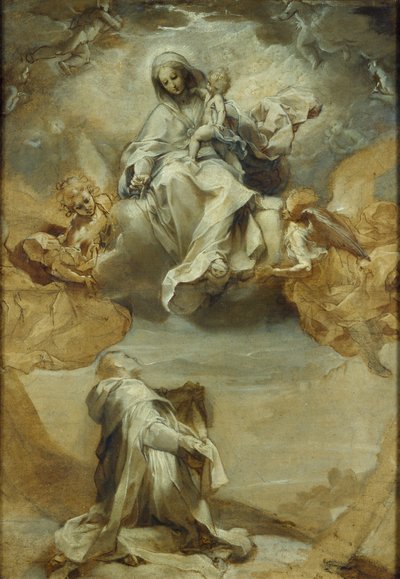 ロザリオを受け取る聖ドミニク・デ・グズマン、c1588 作： Federico Barocci