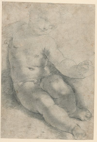 シモーネの聖母におけるキリストの子供のための習作（レクト）；風景の習作（裏面） 作： Federico Barocci