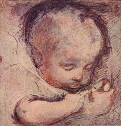 眠っている赤ちゃんの研究、16世紀、1903年 作： Federico Barocci